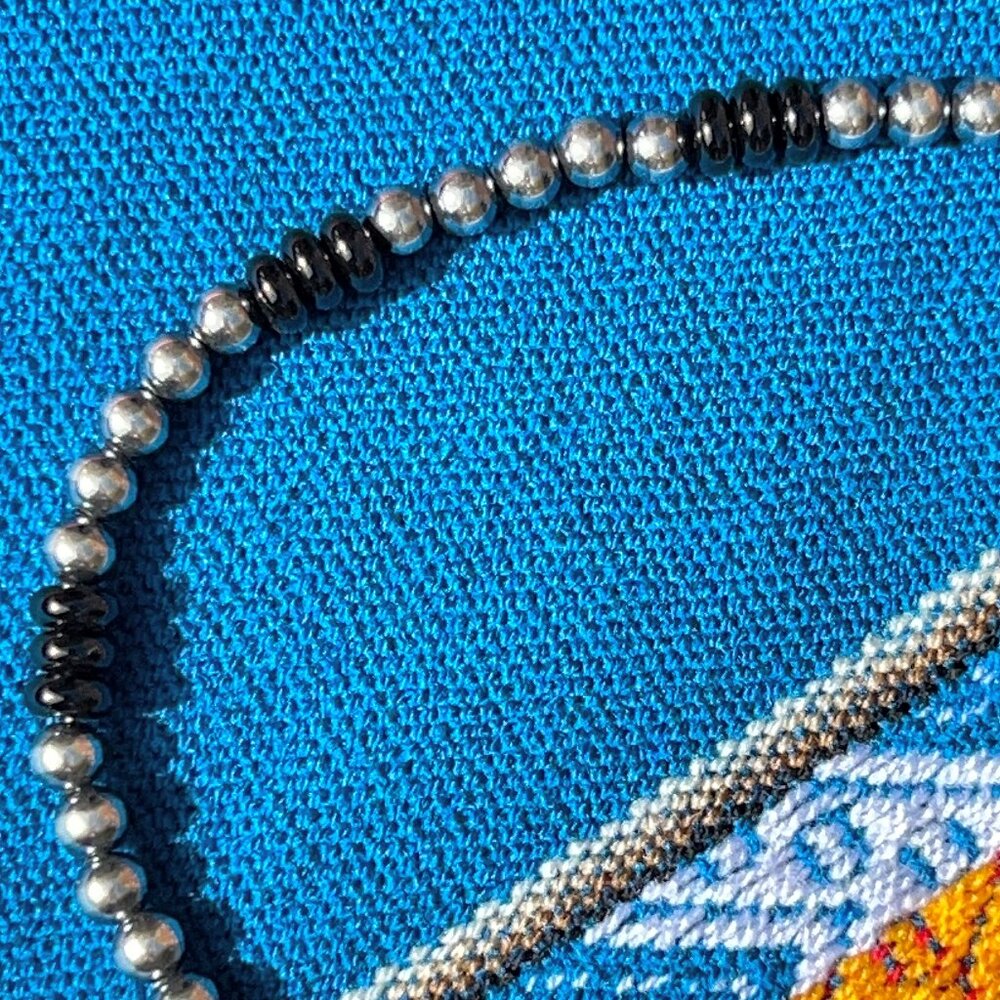 Sterling Silver & Black Onyx 18″ Beaded Necklace New - Picture 12 of 16